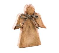 Ange décoratif en Bois, 15 x 12 cm: Figurine de Noël Naturelle, déco hivernale intérieure, Ange Gardien Symbole de Protection, Statuette Rustique pour Table ou Rebord de fenêtre