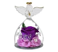 Ange Rose Préservé - Figurine D'ange En Verre, Illustration De Rose En , Statue Florale Élégante, Affichage De Floraison Éternelle, Décoration D'intérieur De Style Romantique Pour Vitrine D'éta