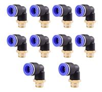 ANGEEK 10 pièces 10 mm x 1/4" PT Raccords enfichables pneumatiques coudés à 90° avec filetage extérieur Raccord rapides pneumatiques pour tuyaux enfichables