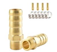 ANGEEK 6 pièces Raccords de tuyaux en laiton, raccord à emboîter de 10 mm × raccord fileté mâle de 1/8 pouce, comprend 6 colliers de serrage, convient pour raccorder l'air, l'eau, le carburant