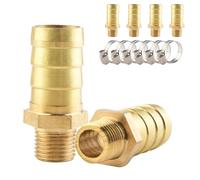 ANGEEK 6 pièces Raccords de tuyaux en laiton, raccord à emboîter de 14 mm × raccord fileté mâle de 1/4 pouce, comprend 6 colliers de serrage, convient pour raccorder l'air, l'eau, le carburant
