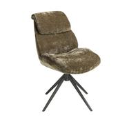 Angel Cerdá 4248 Chaise pivotante de salle à manger tapissée en tissu velours vert olive pieds en acier inoxydable noir