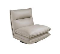 Angel Cerdá 5244 Fauteuil pivotant de design moderne tapissé en cuir gris taupe, pieds en acier noir