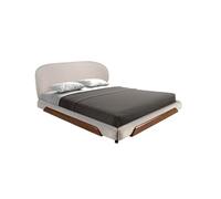 Angel Cerdá 7222 Lit double design moderne avec tête tapissée en tissu gris clair