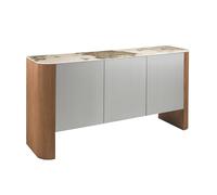Angel Cerdá - Buffet Moderne en Bois de Noyer Argent et Grès Cérame | Buffet Salon, Entrée 160 x 45 x 80 cm, Bois de Noyer, Grès Cérame | Grand Rangement, Fonctionnel