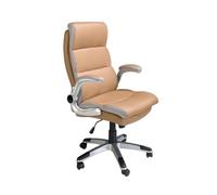 Angel Cerdá - Chaise Bureau Design Moderne Pivotante Réglable, Revêtue en Similicuir Marron | Chaise Bureau Ergonomique avec Dossier Large et Accoudoirs | Pieds avec roulettes | 66 x 72 x 112 cm