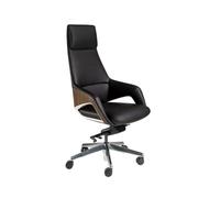 Angel Cerdá - Chaise Bureau Design Moderne Pivotante, Revêtue en Similicuir Noir | Chaise Bureau Ergonomique avec Dossier Large et Accoudoirs | Pieds en Acier Chromé | 67 x 69 x 121 cm