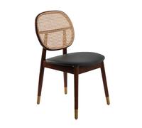 Angel Cerdá - Chaise de Salle à Manger avec Dossier Rond en Rotin | Chaises de Salle à Manger Modernes, Design Minimaliste | 49 x 52 x 87 cm, Pieds en Bois Massif de Frêne Noyer | Confortable