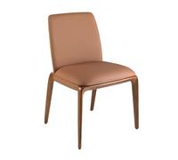 Angel Cerdá - Chaise de Salle à Manger Rembourrée en Similicuir Marron | Chaises de Salle à Manger Modernes, Design Minimaliste et Élégant | 52 x 60 x 83 cm, Pieds en Bois Couleur Noyer | Confortable