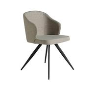 Angel Cerdá - Chaise de Salle à Manger Rembourrée en Tissu Gris | Chaises de Salle à Manger Modernes avec Accoudoirs, Design Minimaliste | 48 x 57 x 82 cm, Pieds en Acier Noir | Confortable