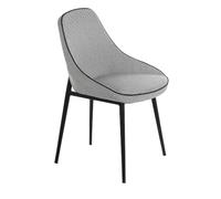 Angel Cerda - Chaise de Salle à Manger Rembourrée en Tissu Gris | Chaises de Salle à Manger Modernes, Design Minimaliste et Élégant | 52 x 56 x 80 cm, Pieds en Acier Noir | Confortable
