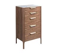 Angel Cerdá - Chiffonnier en Bois de Noyer avec 5 Tiroirs et Fermeture Retardée - Poignées en Acier Cuivré et Plateau en Céramique - Grand Espace de Rangement - 60 x 45 x 107 cm