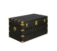 Angel Cerdá - Coffre Design Tapissé Cuir Noir avec Plateaux Amovibles | Coffre de Rangement Intérieur | 93 x 54 x 50 cm, Structure MDF, Cuir de Vachette, Plateaux Amovibles | Organisateur