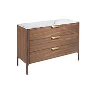 Angel Cerdá - Commode en Bois de Noyer avec Plateau en Fibre de Verre Effet Marbre Calacatta - Meuble Commode avec 3Tiroirs Soft-Closing - Moderne et Fonctionnelle - 120 x 45 x 80 cm