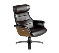 Fauteuil pivotant en cuir brun chocolat