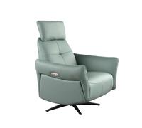 Fauteuil relax pivotant en cuir vert turquoise