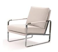 Fauteuil en croûte de cuir et pieds en acier Blanc