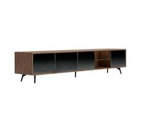 Angel Cerdá - Meuble TV Moderne Bois de Noyer et Verre Noir Soft-Closing