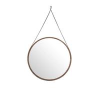 Angel Cerdá - Miroir Rond Suspendu avec Cadre en Bois de Noyer et Sangle en Cuir - Grand Miroir Décoratif - Polyvalent pour Mur -Matériaux Résistants- Ø75 x 3 cm