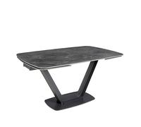 Angel Cerdá - Table a Manger Extensible Moderne en grès cérame et Acier Noir | Rectangulaire Élégante | 2 Rallonges 40cm | pour 10 Convives | 160/240 x 100 x 76 cm