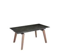 Angel Cerdá - Table a Manger Extensible Moderne en grès cérame Noir Brillant | Rectangulaire et Élégante | pour 10 Convives | Résistante aux Taches | 180/230 x 90 x 75 cm