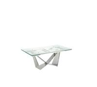Table à manger à rallonge rectangulaire verre trempé et acier chromé 1027 - ANGEL CERDÁ