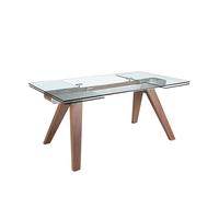 Angel Cerdá - Table a Manger Extensible Moderne Rectangulaire en Verre trempé | Acier Chromé | 2 Rallonges 45cm | pour 10 Convives | 180/270 x 100 x 76 cm