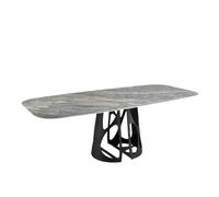 Angel Cerdá - Table a Manger Moderne Ovale en grès cérame Bleu | Plateau Fixe | Design Unique et Élégant | pour 10 Convives | Résistante aux Taches | 240 x 110 x 76 cm