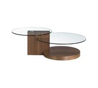 Angel Cerdá - Table Basse avec Double Plateau en Verre et Base en Noyer - Table Basse Moderne et Élégante - Originale et Versatile - Élégante et Versatile - Matériaux Résistants - 120 x 80 x 38 cm