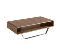 Angel Cerdá - Table Basse Design en Bois de Noyer avec Porte-Revues | Table Basse Rectangulaire avec Rangement Ouvert | Pieds en Acier Chromé | Idéale pour Salon | 120 x 60 x 36 cm