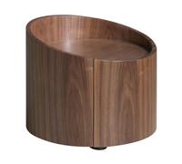 Angel Cerdà - Table de Chevet Ronde Élégante en Noyer Naturel Ø53x44cm, Design Moderne avec Tiroir à Fermeture Douce, Touche Avant-gardiste pour Chambres - Style Sophistiqué et Fonctionnalité Unique