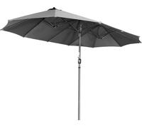 Angel Living 270 X 460 cm Aluminium Double Parasol Parasol de marché Parasol de jardin Parasol de terrasse Protection solaire UV50+,Gris