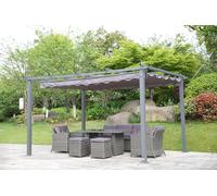 Angel Living 3X4M Pergola Pavillon en aluminium gris et polyester Toit gris réglable