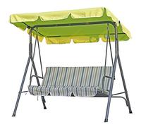 Angel Living Balançoire de Jardin en Métal avec Parasol 3 Places avec Coussin Ajustable et Plafond pour Terrasse, Balcon Extérieur, Acier, Max. 240 kg - 169x110x151cm (Vert Pomme)