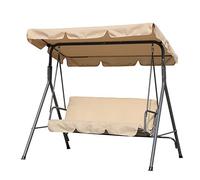 Angel Living Balançoire de jardin 3 places avec protection solaire (Beige)
