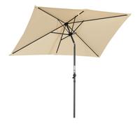 Angel Living Parasol de Jardin Exterieur Inclinable 210x140cm avec Manivelle, Parasol pour Patio et Jardin, Toile Protection UV pour Balcon Patio Terrasse (Beige)