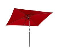 Angel Living Parasol de Jardin Extériur, 2 x 3 Rectangulaire Inclinable avec Manivelle, Toile Polyester, anti-UV pour balcon terrrasse et extérieur (Rouge)