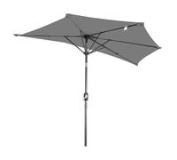 Angel Living Parasol Demi-rond en Terrasse, Avec Manivelle et 5 Entretoises Métal, Facile à Manivelle, Pour Jardin, arrière-Cour, Porche, Balcon (Gris, 250CM)