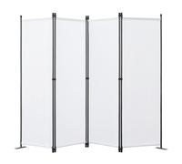 Angel Living Paravent 4 Panneaux, Séparation de pièce Pliable en Acier et Polyester, en Salon, Chambre de Coucher ou Bureaux, 224x165cm Blanc