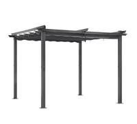 Angel Living Pergola en Aluminium, 3x3M, Coulissante Rétractable, Tissu en Polyester Haute Densité Hydrofuge et Résistant aux UV, Abri Soleil Pavillon de Jardin pour Jardin Terrasse, Gris