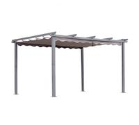 Angel Living Pergola en Aluminium, 4x3M, Coulissante Rétractable, Tissu en Polyester Haute Densité Hydrofuge et Résistant aux UV, Abri Soleil Pavillon de Jardin pour Jardin Terrasse, Gris