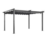 Angel Living Pergola en Aluminium, 4x3M, Coulissante Rétractable, Tissu en Polyester Haute Densité Hydrofuge et Résistant aux UV, Abri Soleil Pavillon de Jardin pour Jardin Terrasse, Gris
