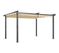 Angel Living Pergola en Aluminium, 4x3M, Coulissante Rétractable, Tissu en Polyester Haute Densité Hydrofuge et Résistant aux UV, Abri Soleil Pavillon de Jardin pour Jardin Terrasse, Beige