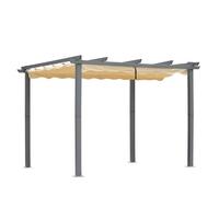 Angel Living Pergola en Aluminium, 4x3M, Coulissante Rétractable, Tissu en Polyester Haute Densité Hydrofuge et Résistant aux UV, Abri Soleil Pavillon de Jardin pour Jardin Terrasse, Beige