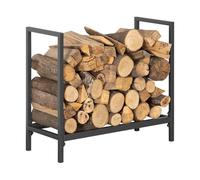 Angel Living Range-Bûches Porte-Bûches Métal Noir 66x30x61cm | Métal thermolaqué, Design Support Rangement Bois de Chauffage, Pour Intérieur ou Extérieur