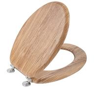 Angel Shield Abattant WC antibactérien en bois - Charnières réglables, s'adapte toujours, ne glisse jamais - 45 x 37 x 5,6 cm (chêne massif)