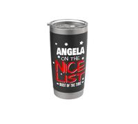 Angela On The Nice List Nom de Noël amusant Angela Gobelet isotherme en acier inoxydable double paroi