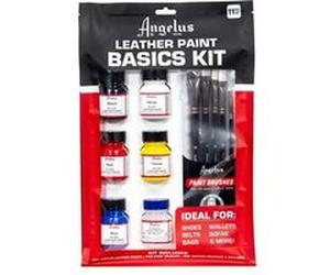 Angelus BASICS KIT - Ensemble de peinture - 11 parties - peinture acrylique - 5 couleurs - noir, blanc, rouge, jaune, bleu - 29.5 ml G