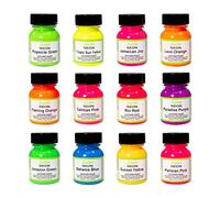 Angelus Kit de peinture acrylique fluo pour cuir - 12 couleurs vives, 28,3 g chacune - Non toxique pour cuir, toile, bois pour personnalisation et travaux manuels. Flexible, mélangable, fabriqué aux