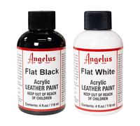 Angelus Lot de 2 peintures acryliques pour cuir pour chaussures, baskets, cuir, toile, meubles et plus encore - Noir plat et blanc plat - 100 ml chacun